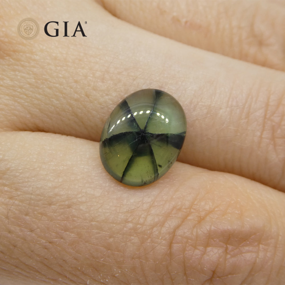 3.21ct Oval Green And Black Trapiche Emerald GIA Certified Colombia - Skyjems Wholesale Gemstones