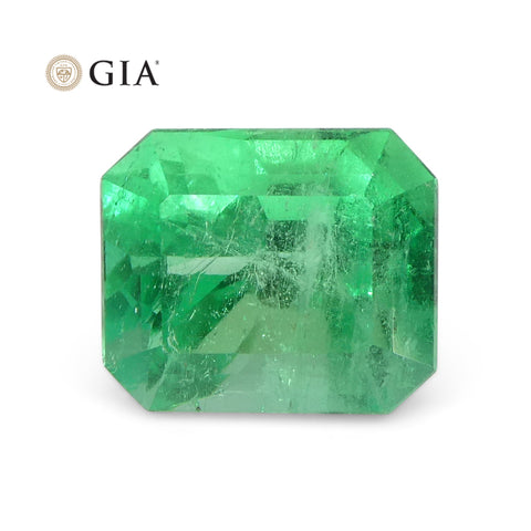 1.55ct Octagonal/Emerald Cut Green Emerald GIA Certified Colombia