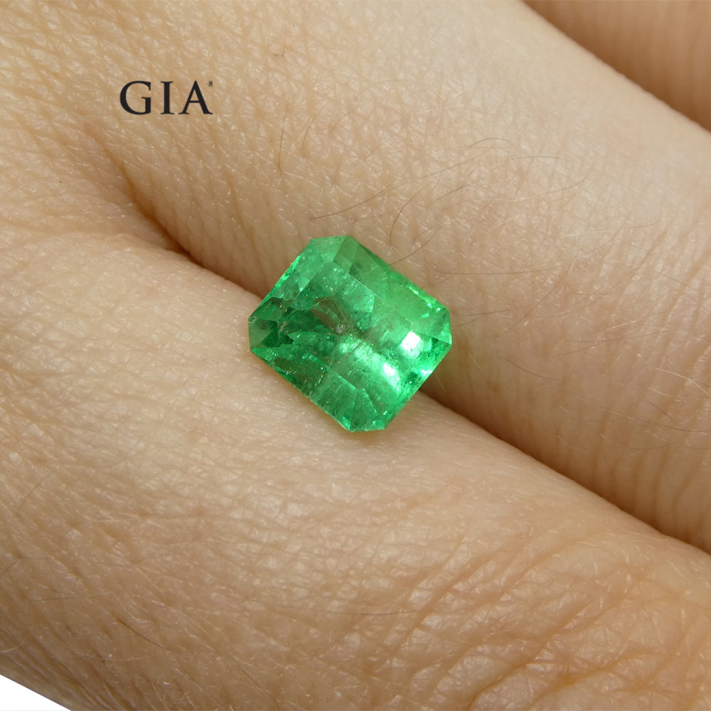 1.55ct Octagonal/Emerald Cut Green Emerald GIA Certified Colombia - Skyjems Wholesale Gemstones