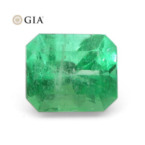 1.55ct Octagonal/Emerald Cut Green Emerald GIA Certified Colombia