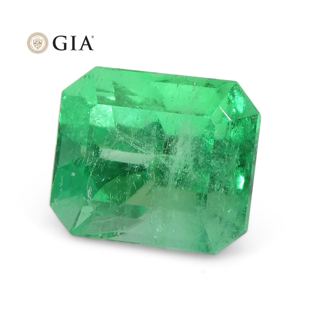 1.55ct Octagonal/Emerald Cut Green Emerald GIA Certified Colombia - Skyjems Wholesale Gemstones