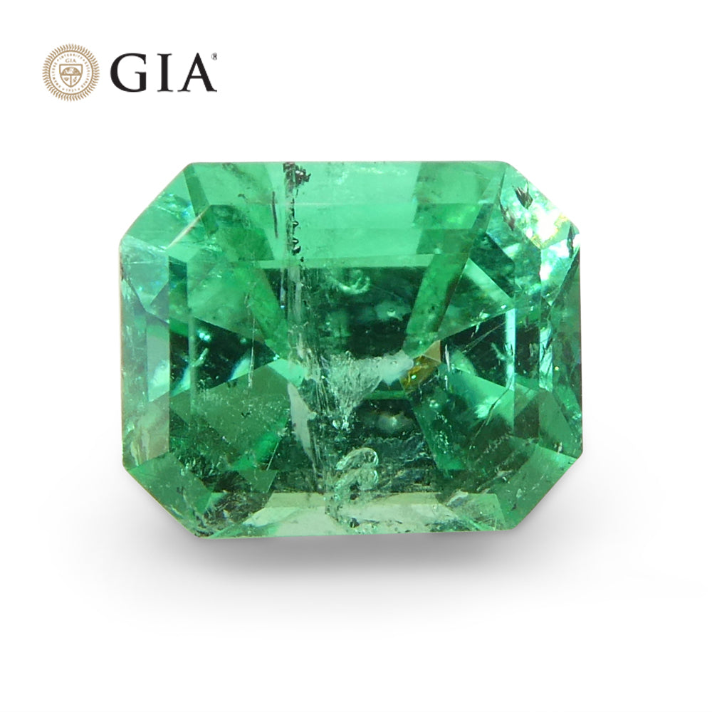 2.99ct Octagonal/Emerald Cut Green Two (2) Emeralds GIA Certified Colombia (F2) Pair - Skyjems Wholesale Gemstones