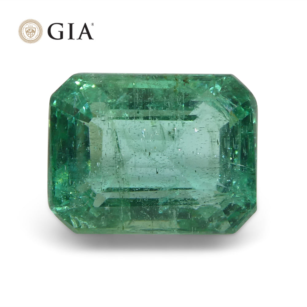 3.06ct Octagonal/Emerald Cut Green Emerald GIA Certified (F2) - Skyjems Wholesale Gemstones