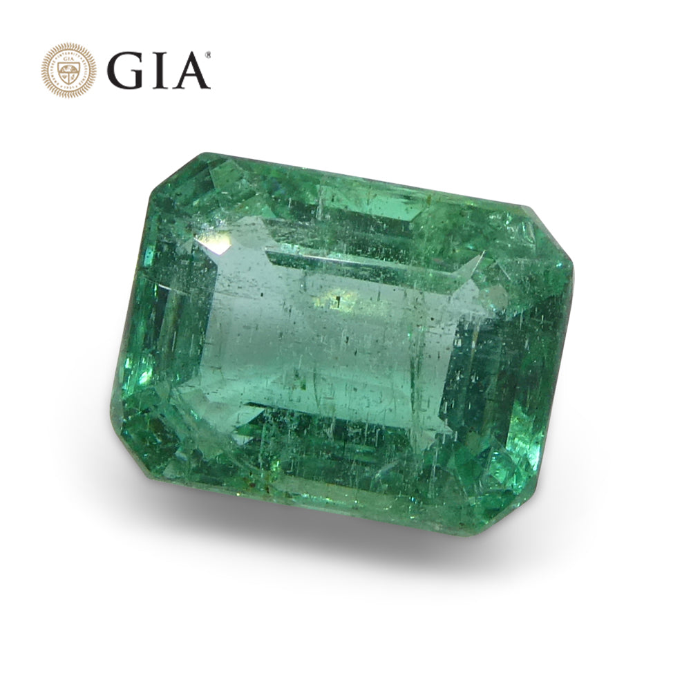 3.06ct Octagonal/Emerald Cut Green Emerald GIA Certified (F2) - Skyjems Wholesale Gemstones