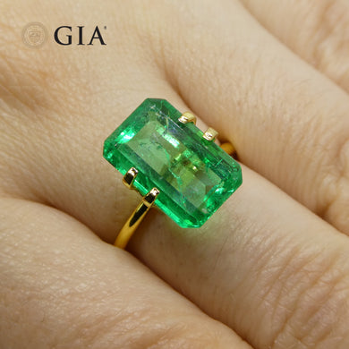 4.39ct Octagonal/Emerald Green Emerald GIA Certified Colombia - Skyjems Wholesale Gemstones