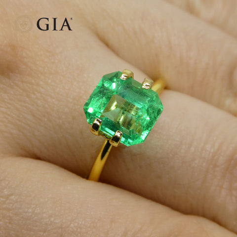 2.74ct Octagonal/Emerald Green Emerald GIA Certified Colombia