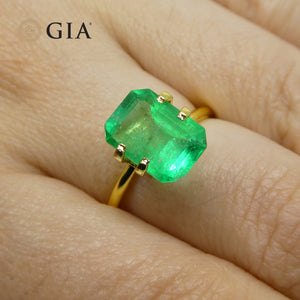 3.3ct Octagonal/Emerald Green Emerald GIA Certified Colombia - Skyjems Wholesale Gemstones