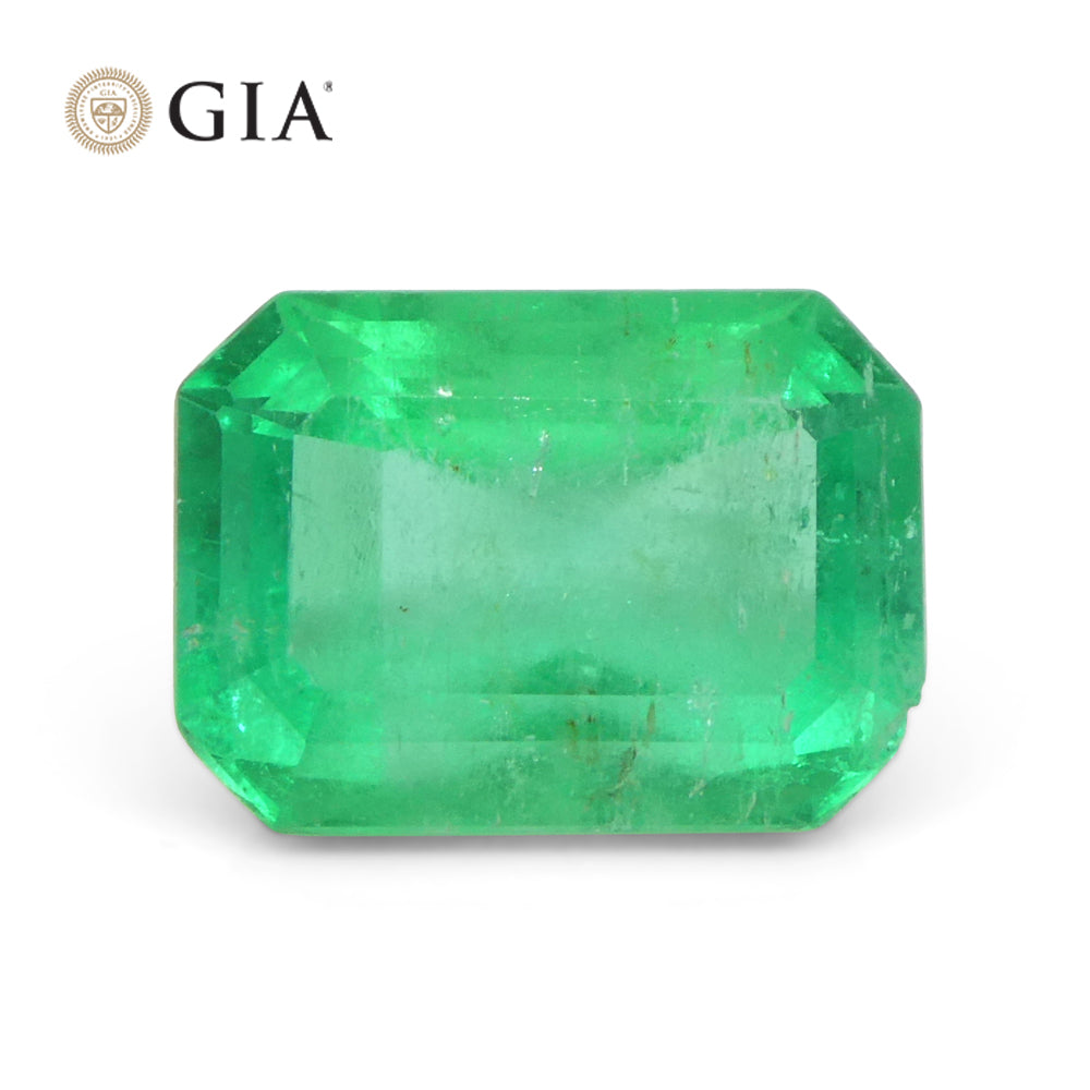 3.3ct Octagonal/Emerald Green Emerald GIA Certified Colombia - Skyjems Wholesale Gemstones