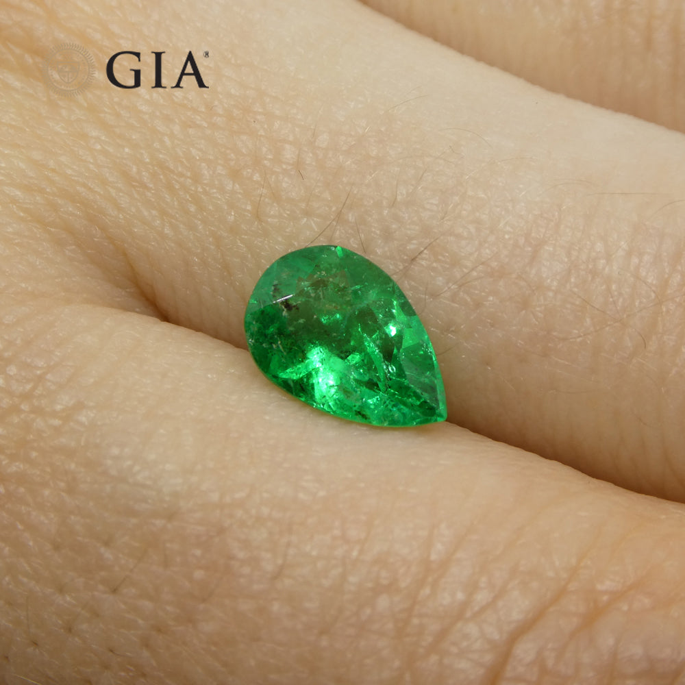 1.42ct Pear Green Emerald GIA Certified Colombia