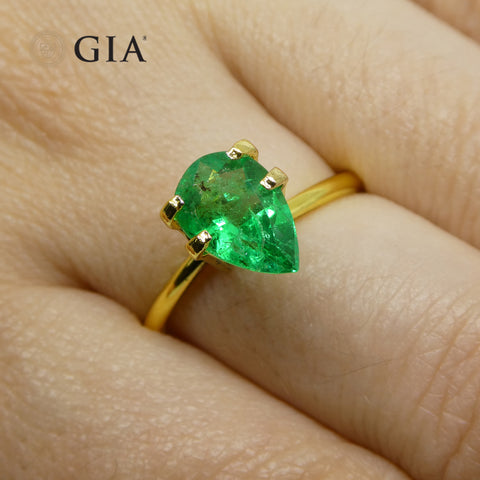1.42ct Pear Green Emerald GIA Certified Colombia