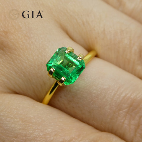 1.5ct Octagonal/Emerald Green Emerald GIA Certified Colombia