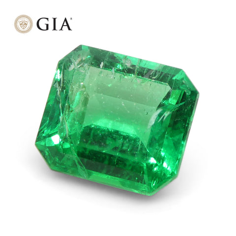 1.5ct Octagonal/Emerald Green Emerald GIA Certified Colombia