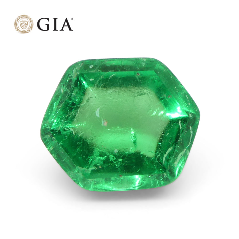 2.85ct Hexagonal Cabochon Green Emerald GIA Certified Colombia - Skyjems Wholesale Gemstones