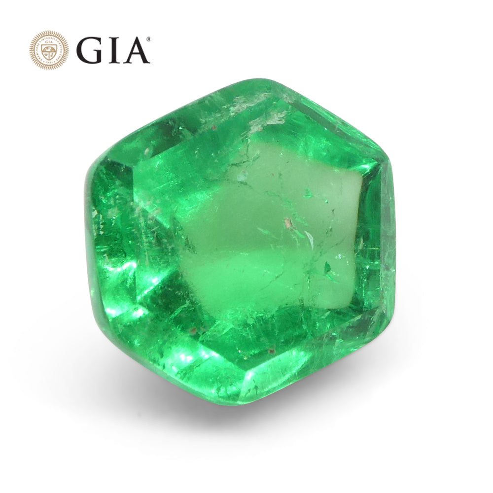 2.85ct Hexagonal Cabochon Green Emerald GIA Certified Colombia - Skyjems Wholesale Gemstones