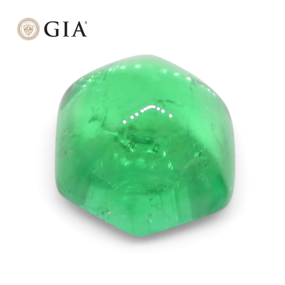 2.85ct Hexagonal Cabochon Green Emerald GIA Certified Colombia - Skyjems Wholesale Gemstones