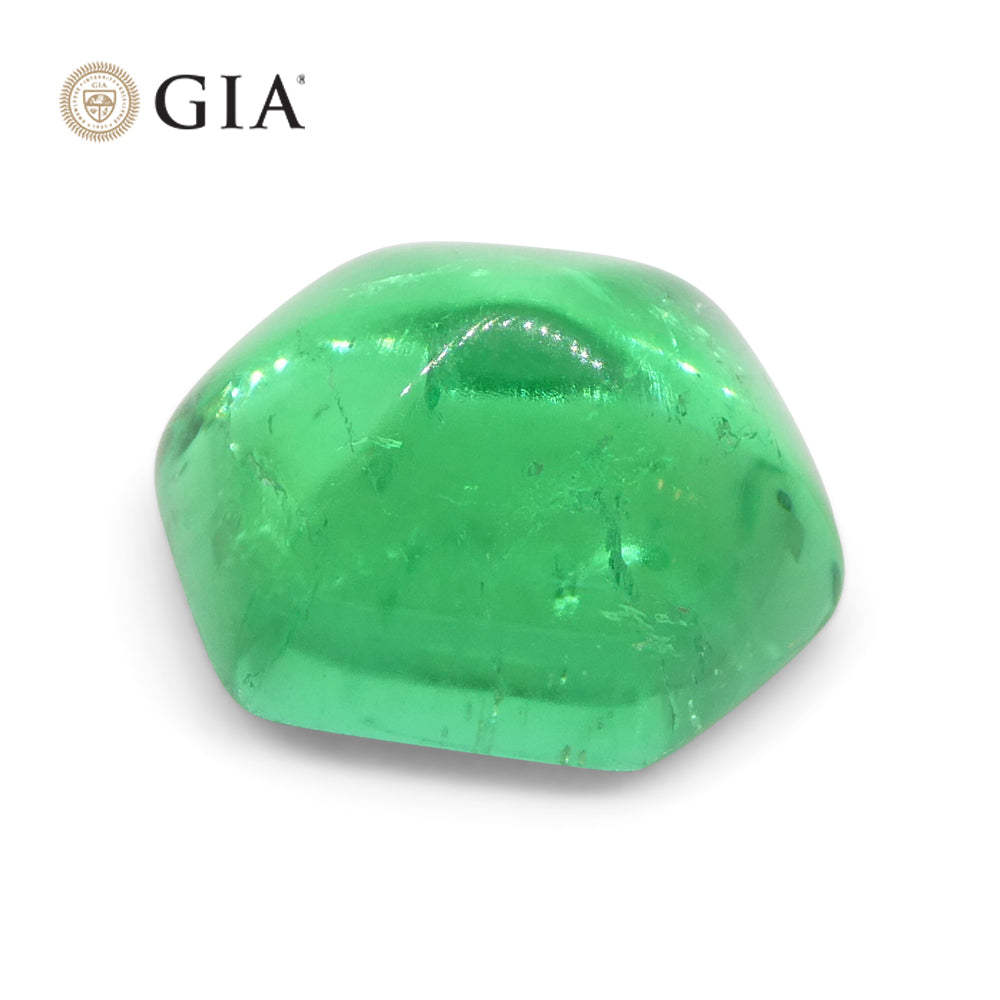 2.85ct Hexagonal Cabochon Green Emerald GIA Certified Colombia - Skyjems Wholesale Gemstones