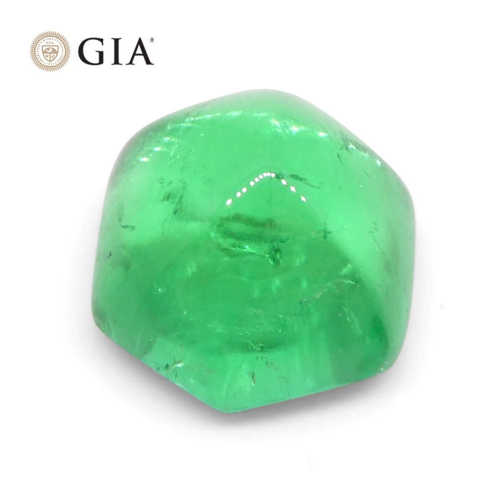 2.85ct Hexagonal Cabochon Green Emerald GIA Certified Colombia - Skyjems Wholesale Gemstones