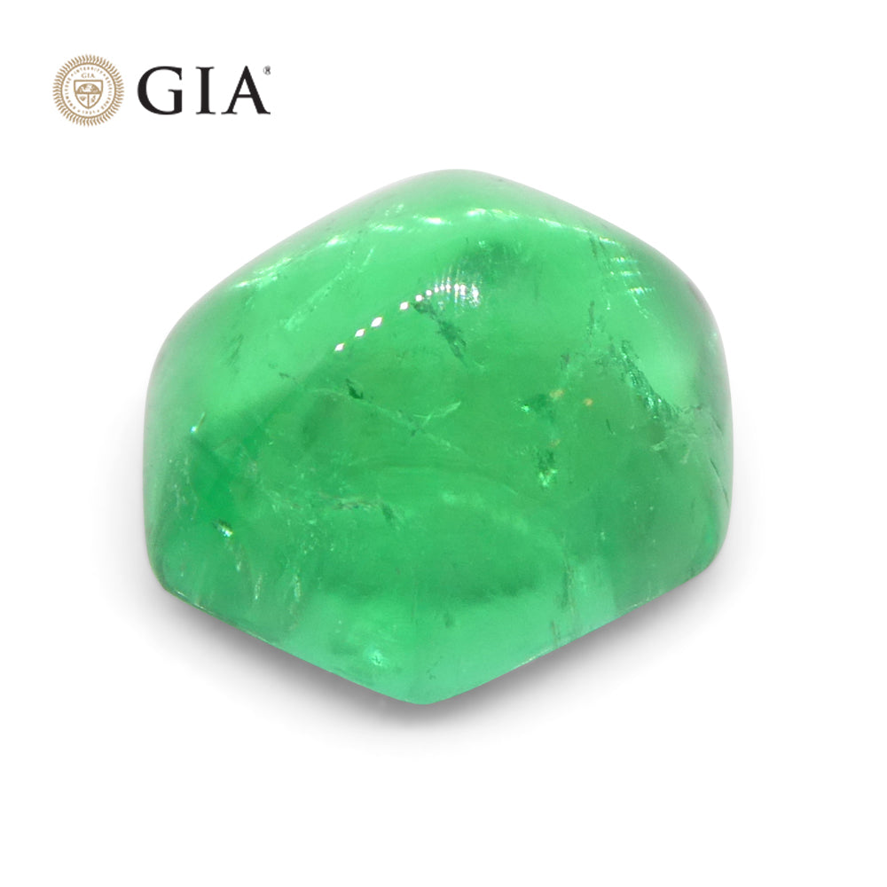 2.85ct Hexagonal Cabochon Green Emerald GIA Certified Colombia - Skyjems Wholesale Gemstones