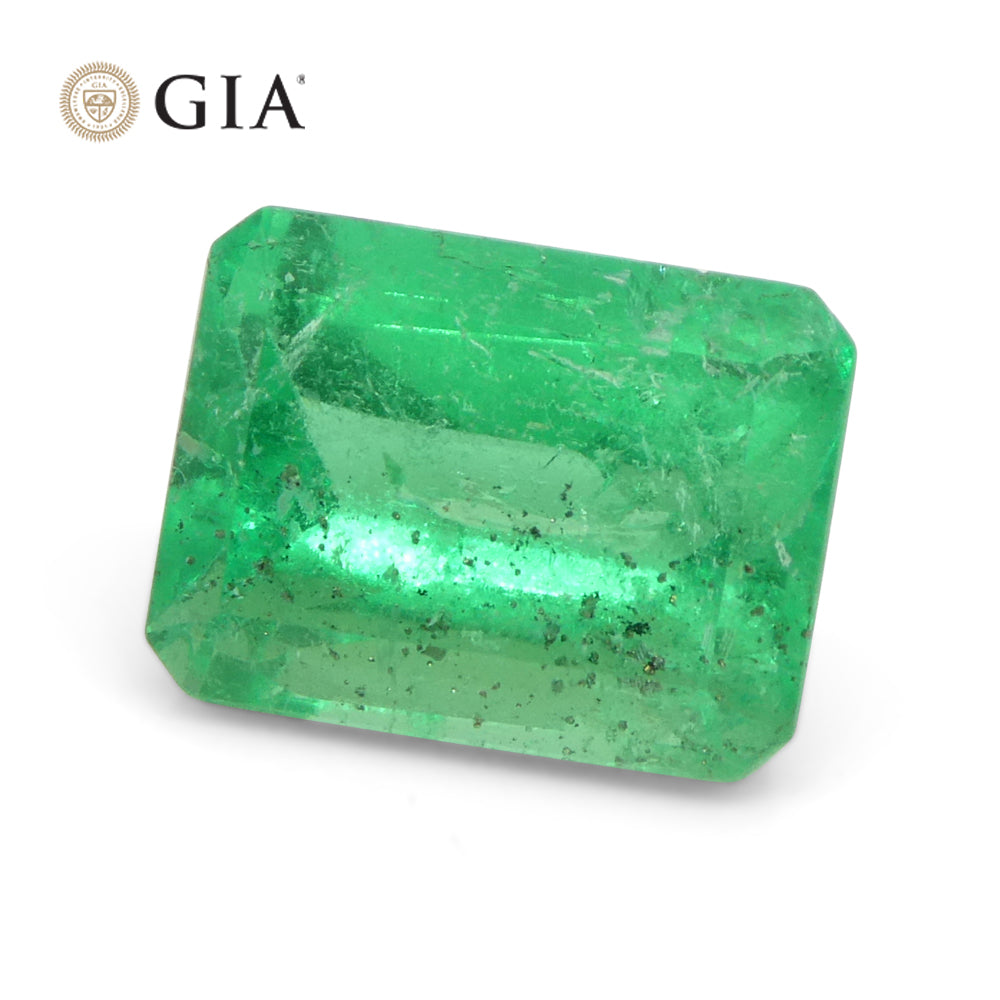 2.1ct Octagonal/Emerald Green Emerald GIA Certified Colombia - Skyjems Wholesale Gemstones