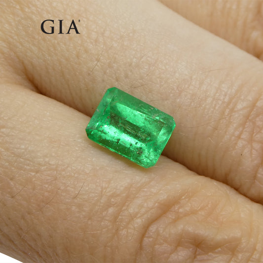 2.1ct Octagonal/Emerald Green Emerald GIA Certified Colombia - Skyjems Wholesale Gemstones