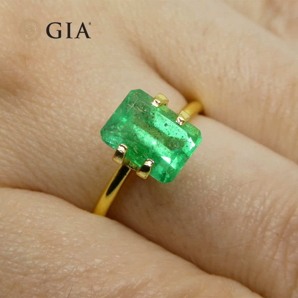 2.1ct Octagonal/Emerald Green Emerald GIA Certified Colombia - Skyjems Wholesale Gemstones