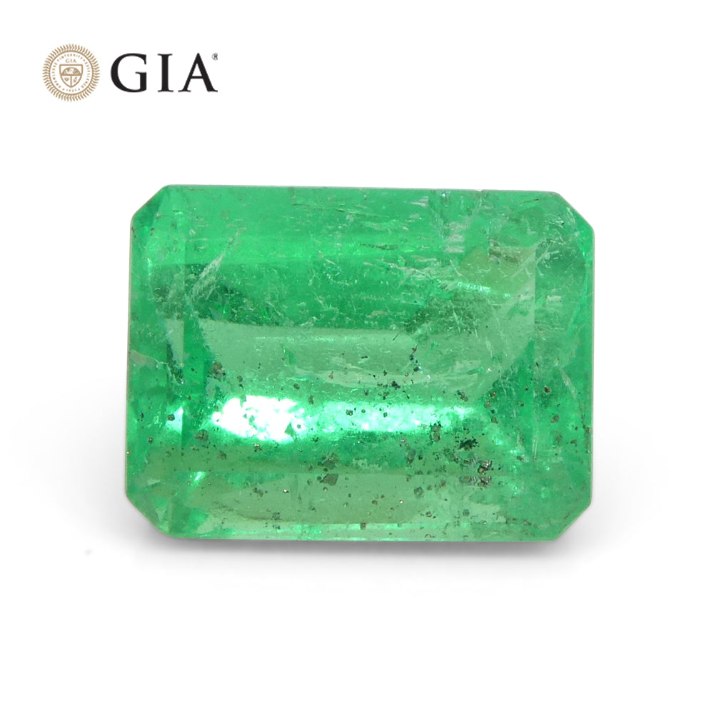 2.1ct Octagonal/Emerald Green Emerald GIA Certified Colombia - Skyjems Wholesale Gemstones