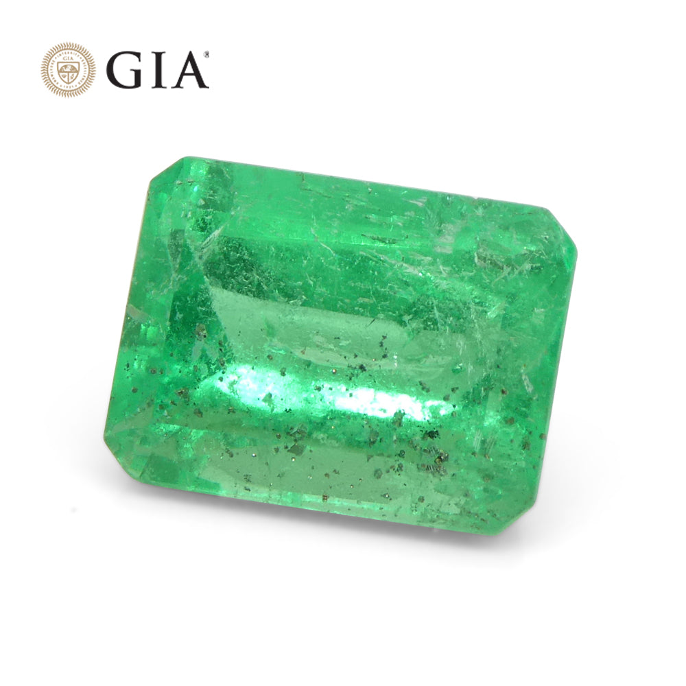 2.1ct Octagonal/Emerald Green Emerald GIA Certified Colombia - Skyjems Wholesale Gemstones