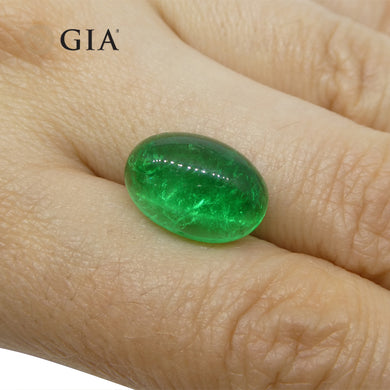 7.54ct Oval Cabochon Green Emerald GIA Certified Colombia - Skyjems Wholesale Gemstones