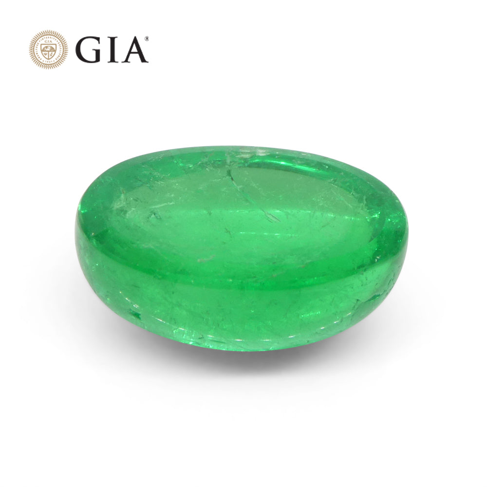 7.54ct Oval Cabochon Green Emerald GIA Certified Colombia - Skyjems Wholesale Gemstones