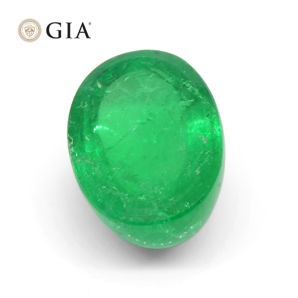 7.54ct Oval Cabochon Green Emerald GIA Certified Colombia - Skyjems Wholesale Gemstones