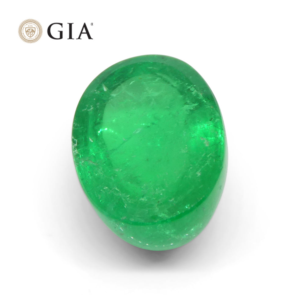 7.54ct Oval Cabochon Green Emerald GIA Certified Colombia - Skyjems Wholesale Gemstones