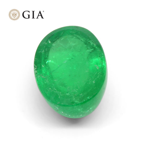 7.54ct Oval Cabochon Green Emerald GIA Certified Colombia
