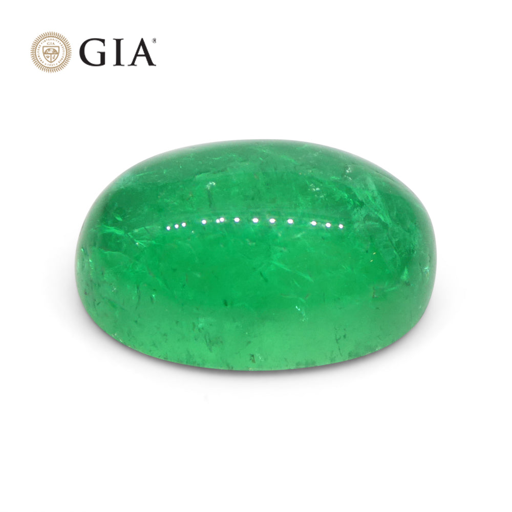 7.54ct Oval Cabochon Green Emerald GIA Certified Colombia - Skyjems Wholesale Gemstones