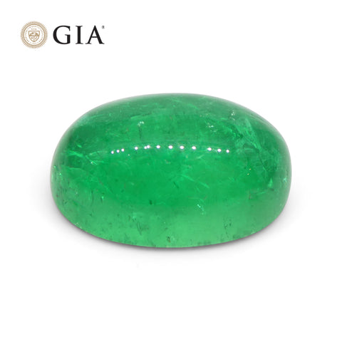 7.54ct Oval Cabochon Green Emerald GIA Certified Colombia