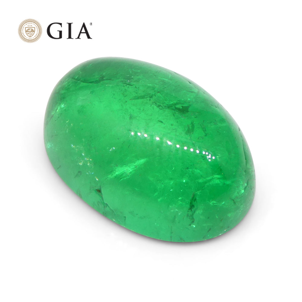 7.54ct Oval Cabochon Green Emerald GIA Certified Colombia - Skyjems Wholesale Gemstones