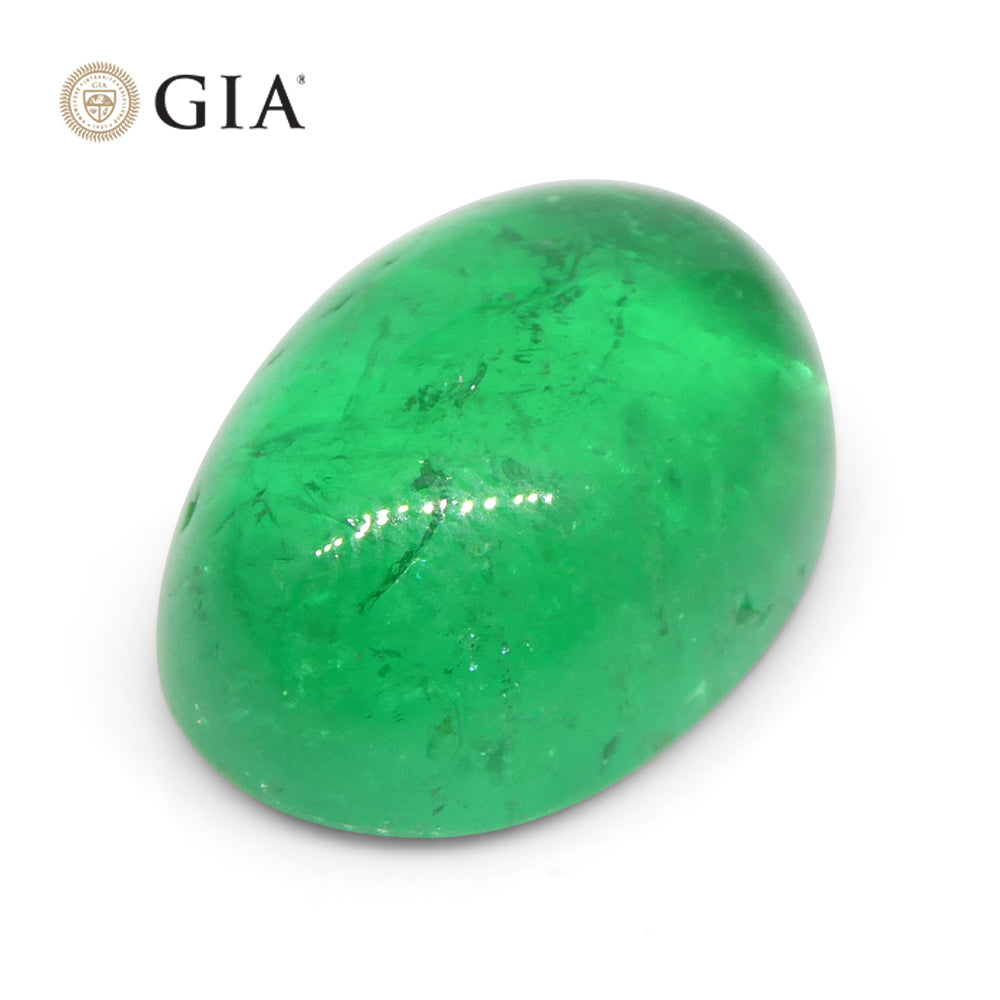 7.54ct Oval Cabochon Green Emerald GIA Certified Colombia - Skyjems Wholesale Gemstones