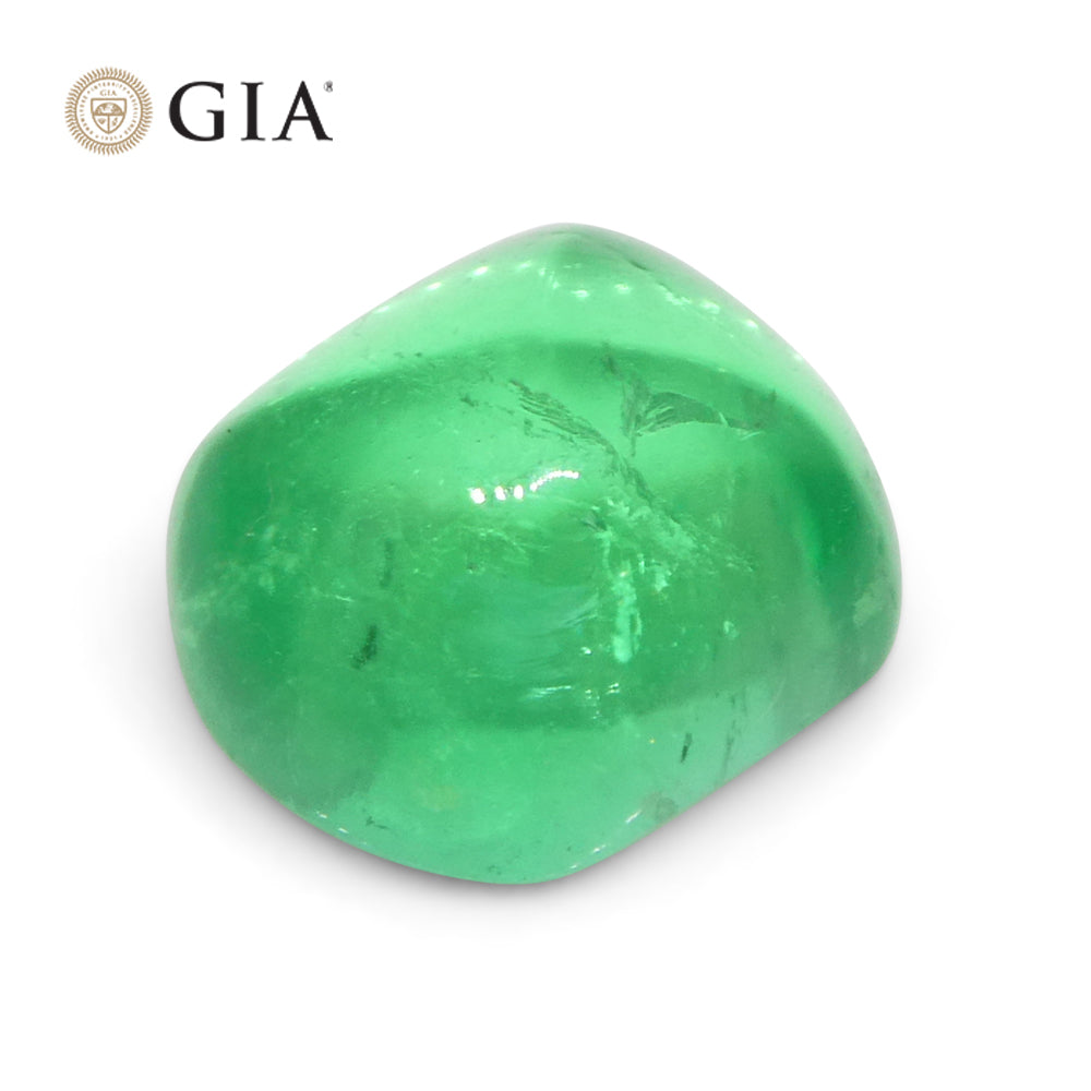 1.9ct Cushion Sugarloaf Cabochon Green Emerald GIA Certified Colombia - Skyjems Wholesale Gemstones