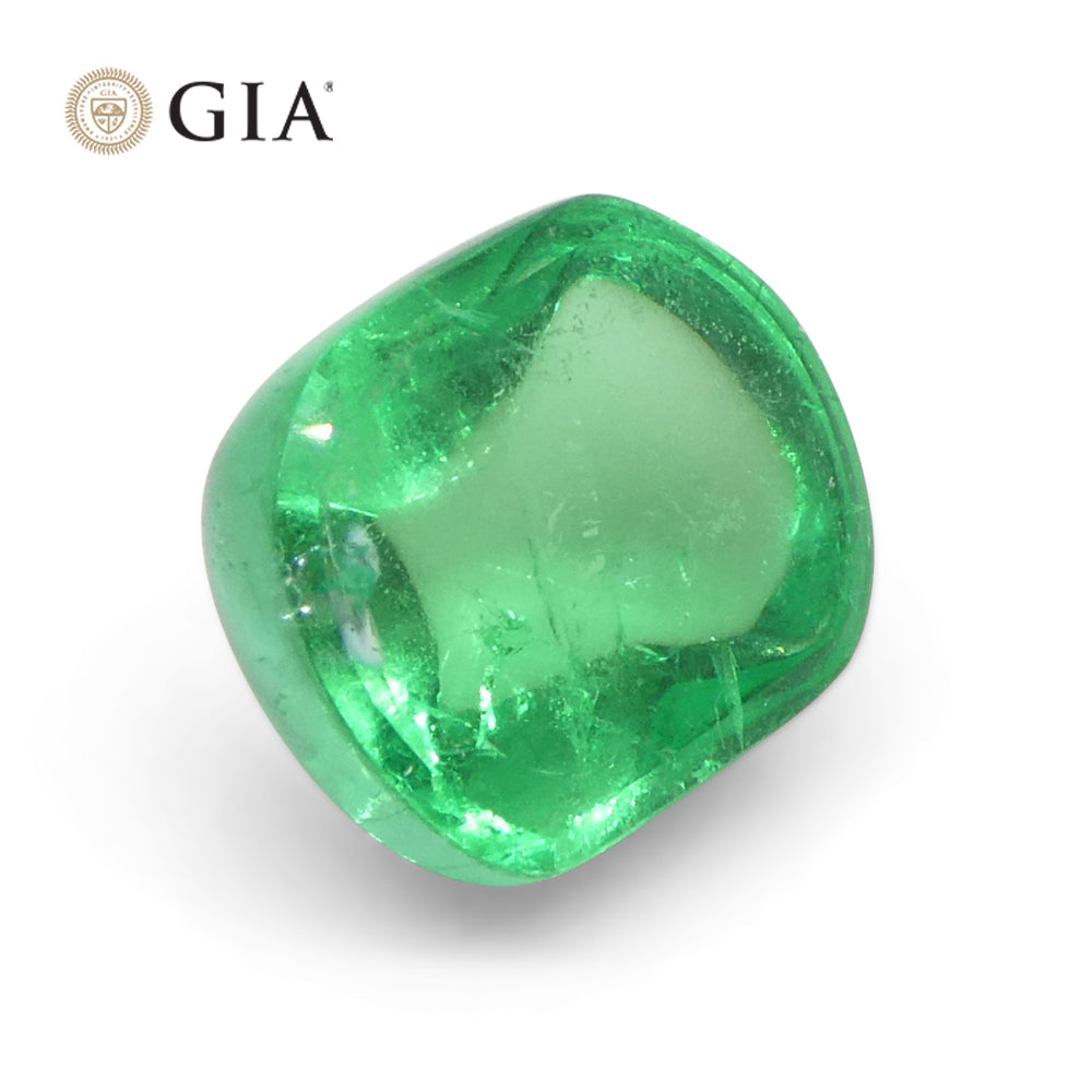1.9ct Cushion Sugarloaf Cabochon Green Emerald GIA Certified Colombia - Skyjems Wholesale Gemstones