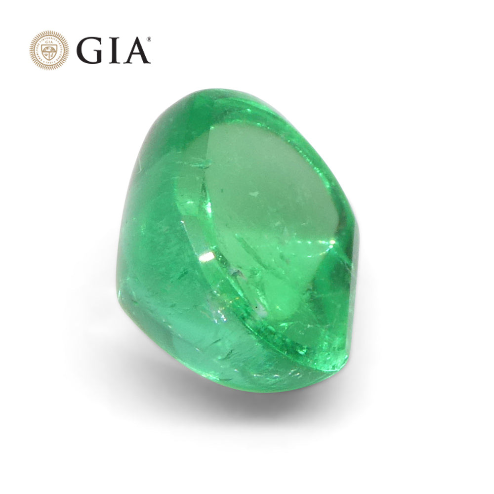 1.9ct Cushion Sugarloaf Cabochon Green Emerald GIA Certified Colombia - Skyjems Wholesale Gemstones