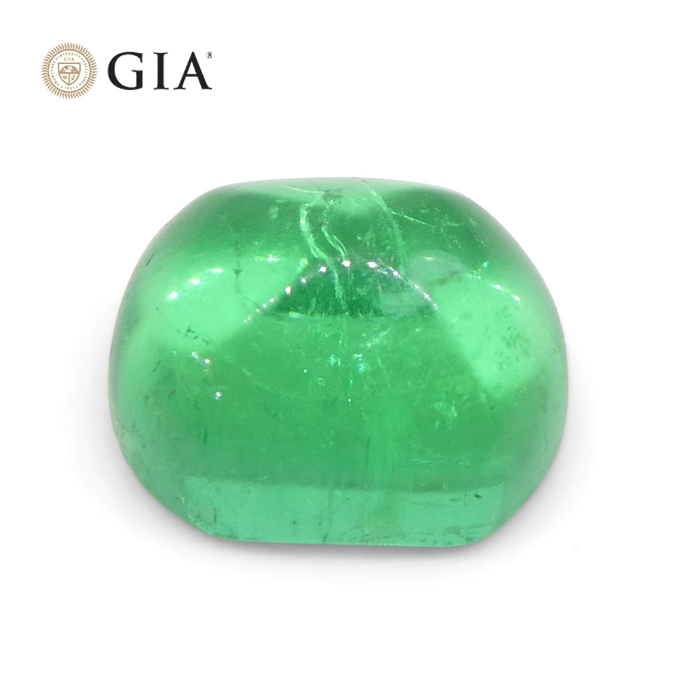 1.9ct Cushion Sugarloaf Cabochon Green Emerald GIA Certified Colombia - Skyjems Wholesale Gemstones