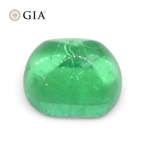 1.9ct Cushion Sugarloaf Cabochon Green Emerald GIA Certified Colombia