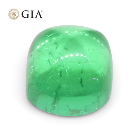 1.9ct Cushion Sugarloaf Cabochon Green Emerald GIA Certified Colombia