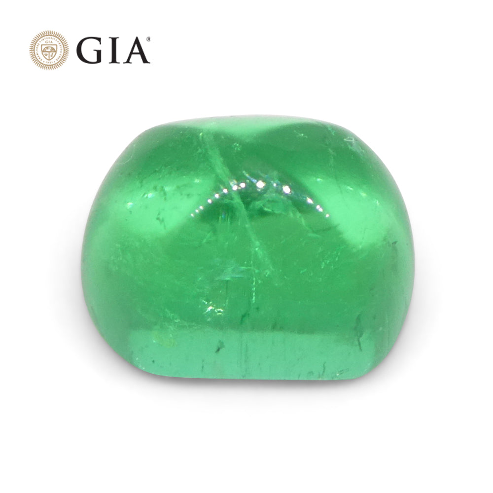 1.9ct Cushion Sugarloaf Cabochon Green Emerald GIA Certified Colombia - Skyjems Wholesale Gemstones