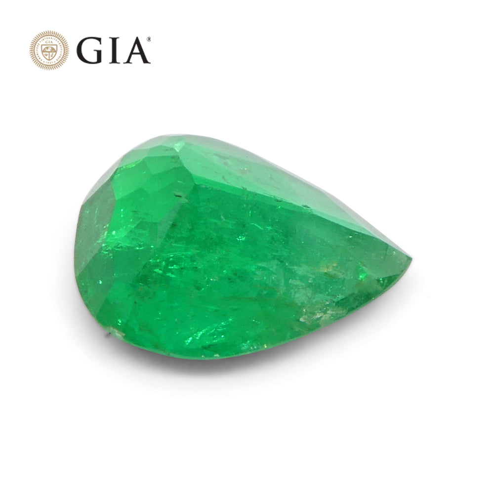 2.86ct Colombian Pear Vivid Green Emerald, GIA Certified Natural Beryl from SkyJems Gemstones Canada