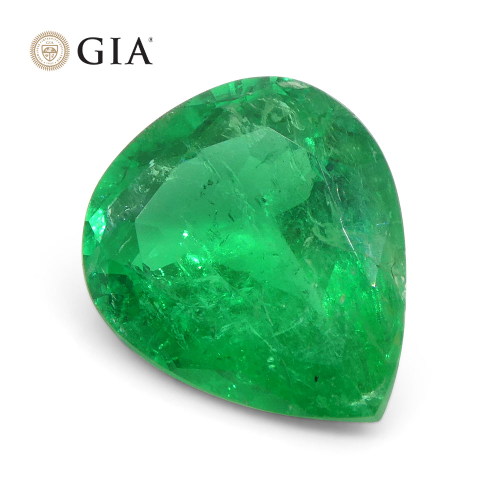 2.86ct Colombian Vivid Green Pear Emerald, GIA Certified Natural Beryl from SkyJems Gemstones Canada