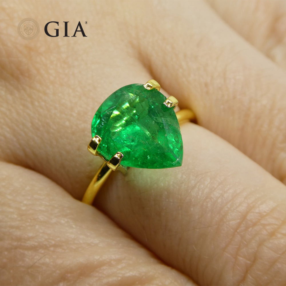 2.86ct Colombian Pear Vivid Green Emerald, GIA Certified Natural Beryl from SkyJems Gemstones Canada
