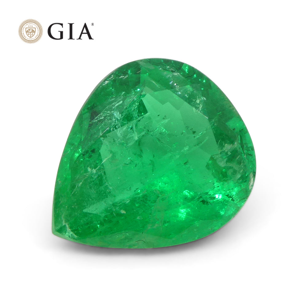 2.86ct Colombian Vivid Green Pear Emerald, GIA Certified Natural Beryl from SkyJems Gemstones Canada