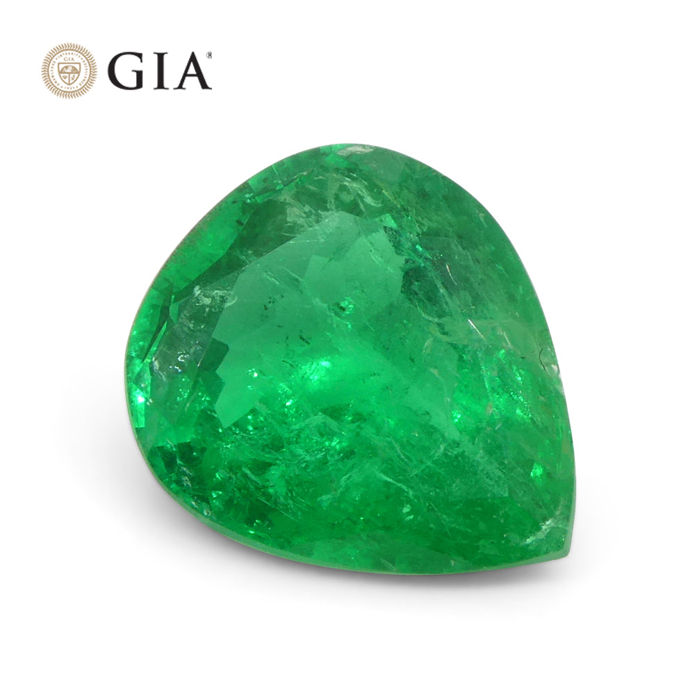 2.86ct Colombian Pear Vivid Green Emerald, GIA Certified Natural Beryl from SkyJems Gemstones Canada