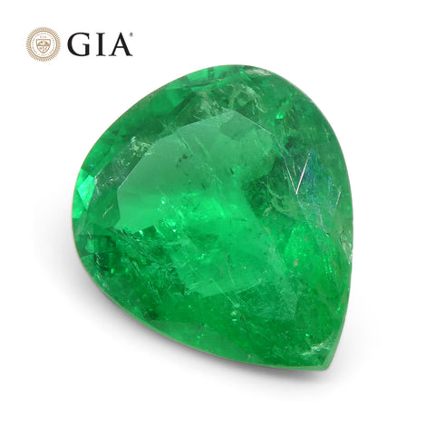 2.86ct Pear Green Emerald GIA Certified Colombia