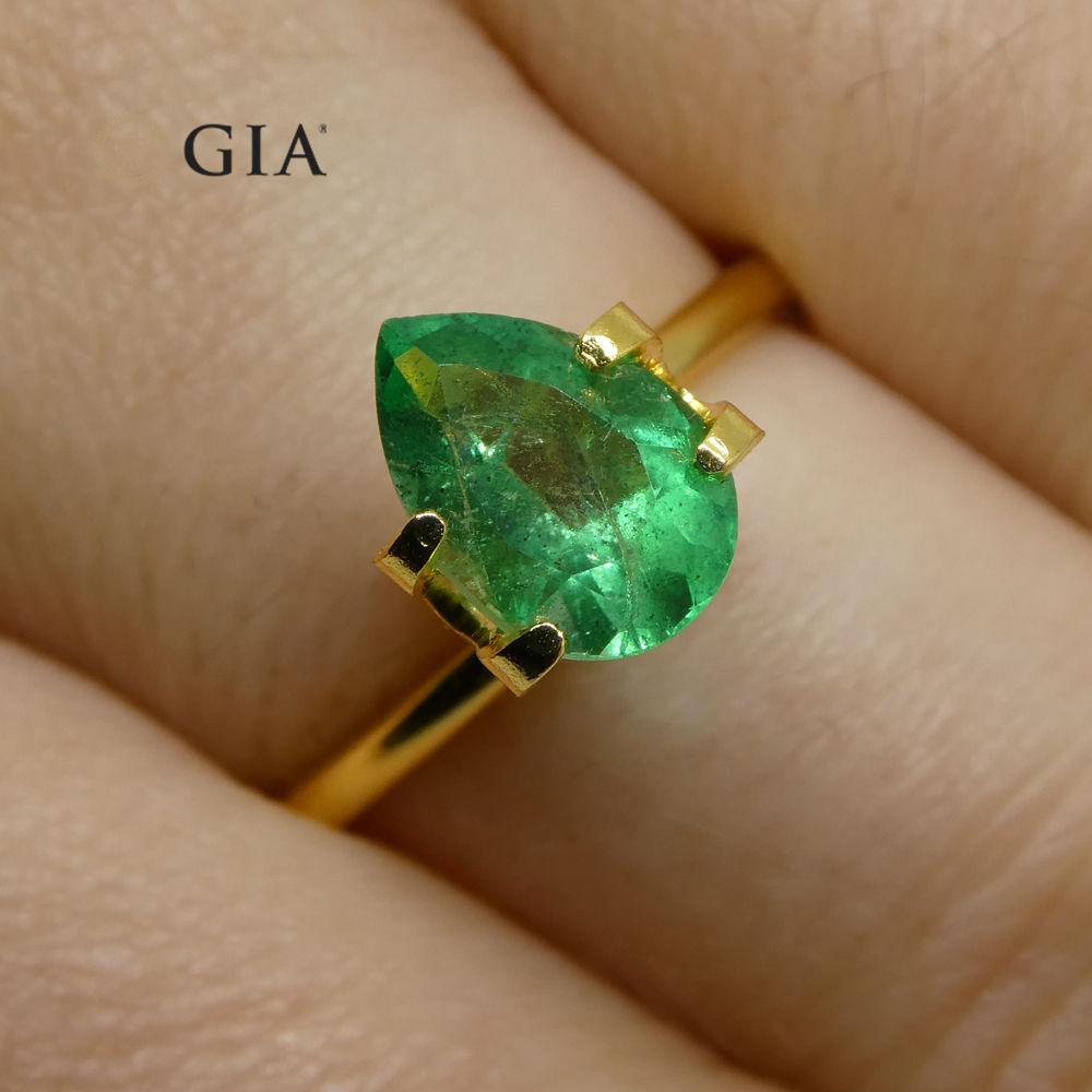 1.19 ct Pear Emerald GIA Certified Colombian F1/Minor - Skyjems Wholesale Gemstones